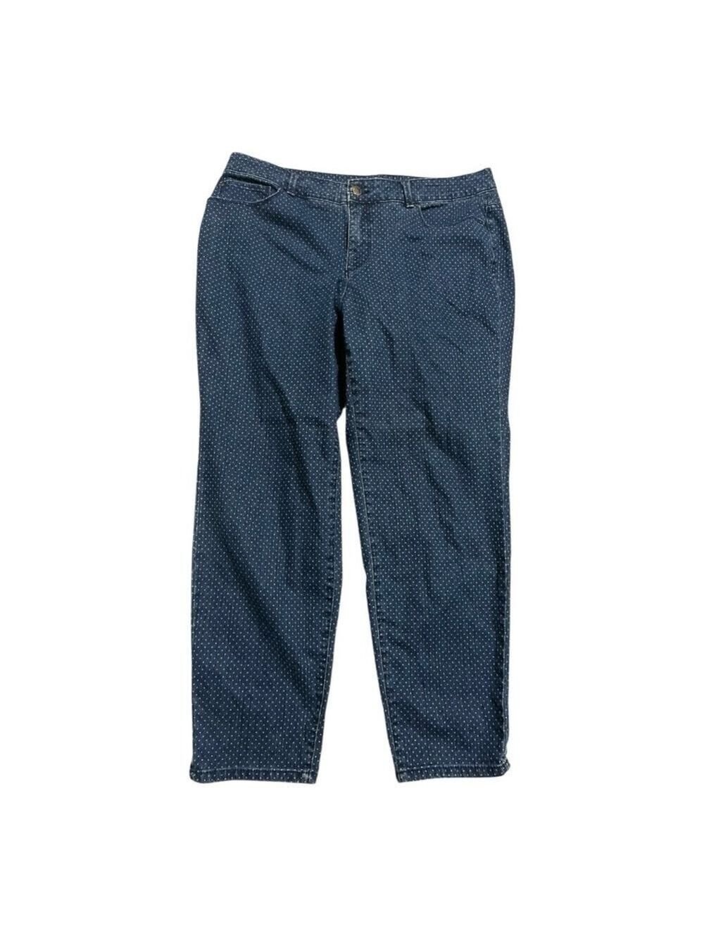 EUC Charter Club Bristol Skinny Ankle Jeans Size Women's Size 16W Blue Polka Dot